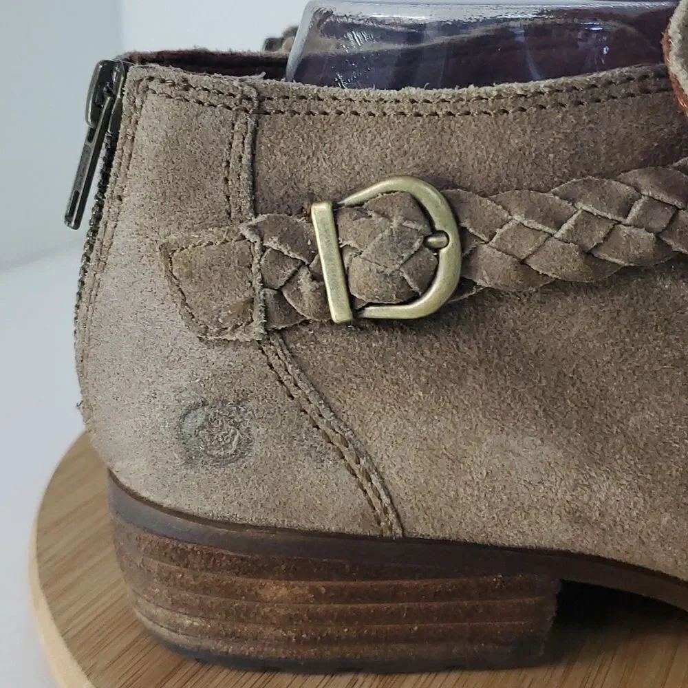 Born Sylvia Leather Braid Booties Tan Women's Size 10M - Picture 2 of 12